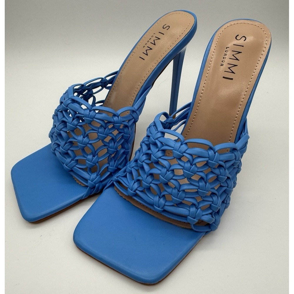 Simmi London Heeled Sandals Nora-4 Woven Blue Square Toe Size US 8‎ NEW